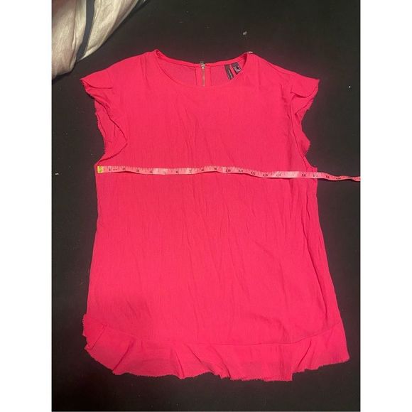 MNG Collection Mango Barbiecore Pink Ruffle Cap Sleeve Blouse Top Size Small - Picture 7 of 8